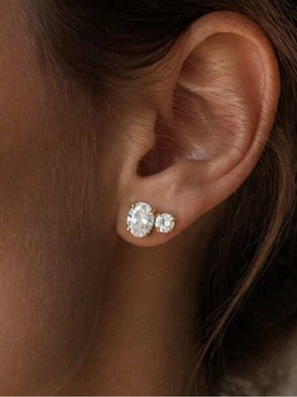 Kohl's Gold Double Cubic Zirconia Stud Earrings - White Stones